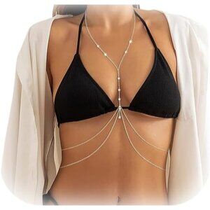 Sexy Crystal Multilayer Tassel Bra Chain Bikini Rhinestone Bra Body Accessories